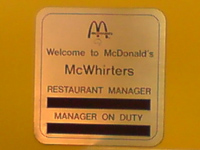 McDonald's Manager on duty