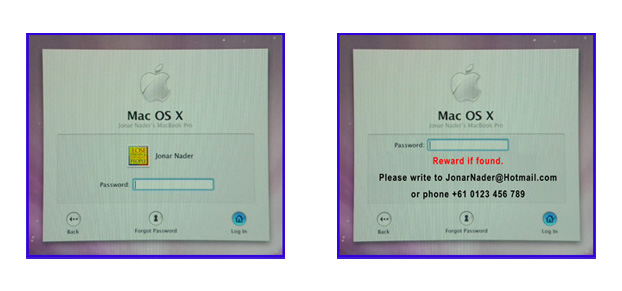 The image on the left is the current log in welcome screen on an Apple macBook Pro. The image on the right is my suggested way that computers should load the welcome screen.