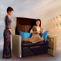 Singapore Business Class Cabin A380 seat