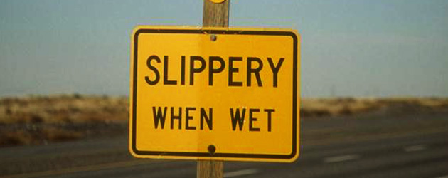 Slippery when wet sign