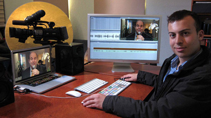 That’s Joshua at his edit suite, with his Dad (the corporate hoaxer Rodney Marks) seen on the screens in the background.