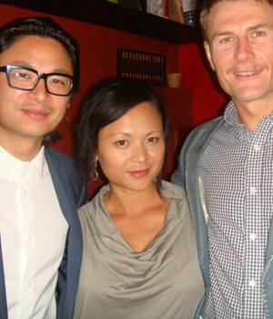Pauline Nguyen is flanked by her bother Luke on her left, and husband Mark Jensen on the right.